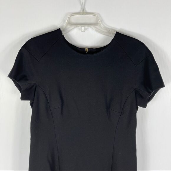 Ellen Tracy Little Black Dress Gold Zipper Cap Sleeves Women's 10 Sheath - Picture 3 of 12